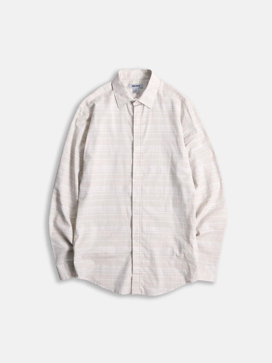 DKNY unusual plaid pattern flyfront shirt lightbeige