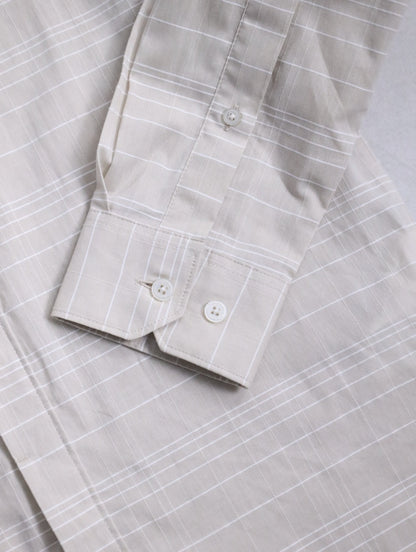 DKNY unusual plaid pattern flyfront shirt lightbeige
