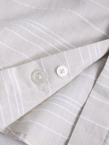 DKNY unusual plaid pattern flyfront shirt lightbeige