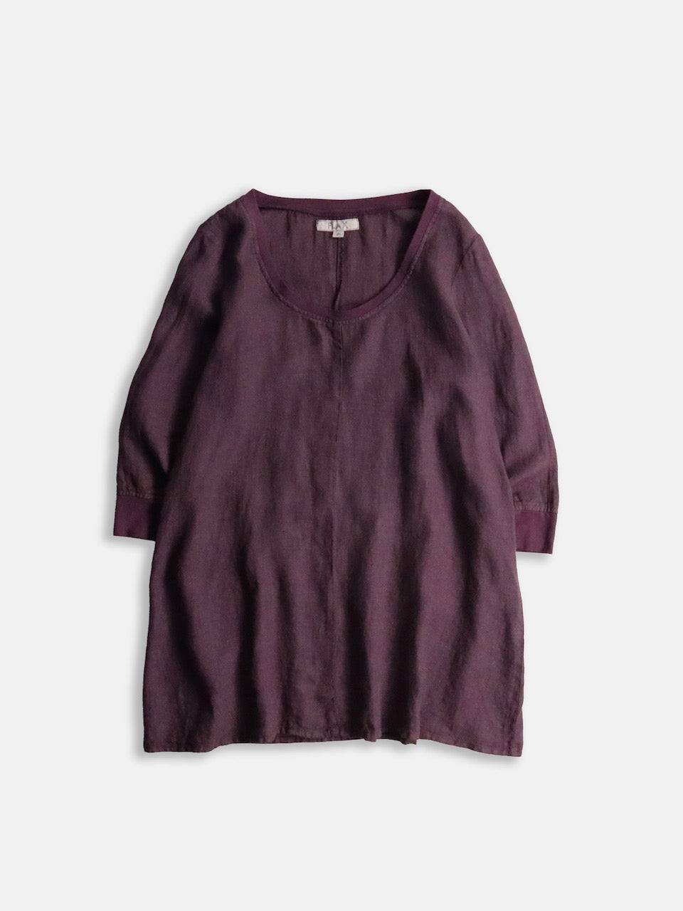 FLAX linen rib long cutsew burgundy