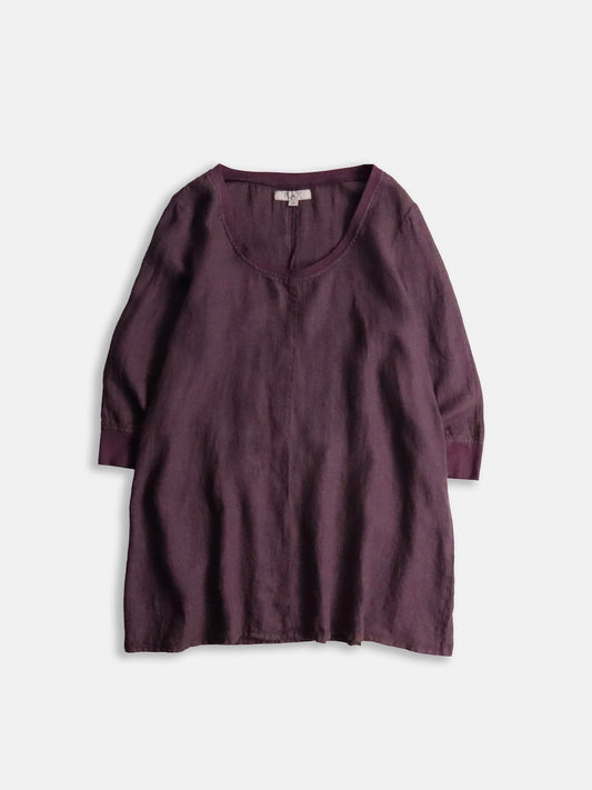 FLAX linen rib long cutsew burgundy