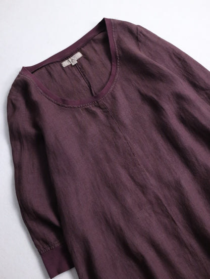 FLAX linen rib long cutsew burgundy