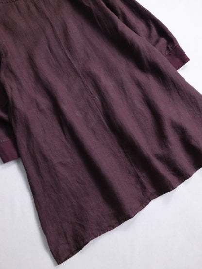 FLAX linen rib long cutsew burgundy