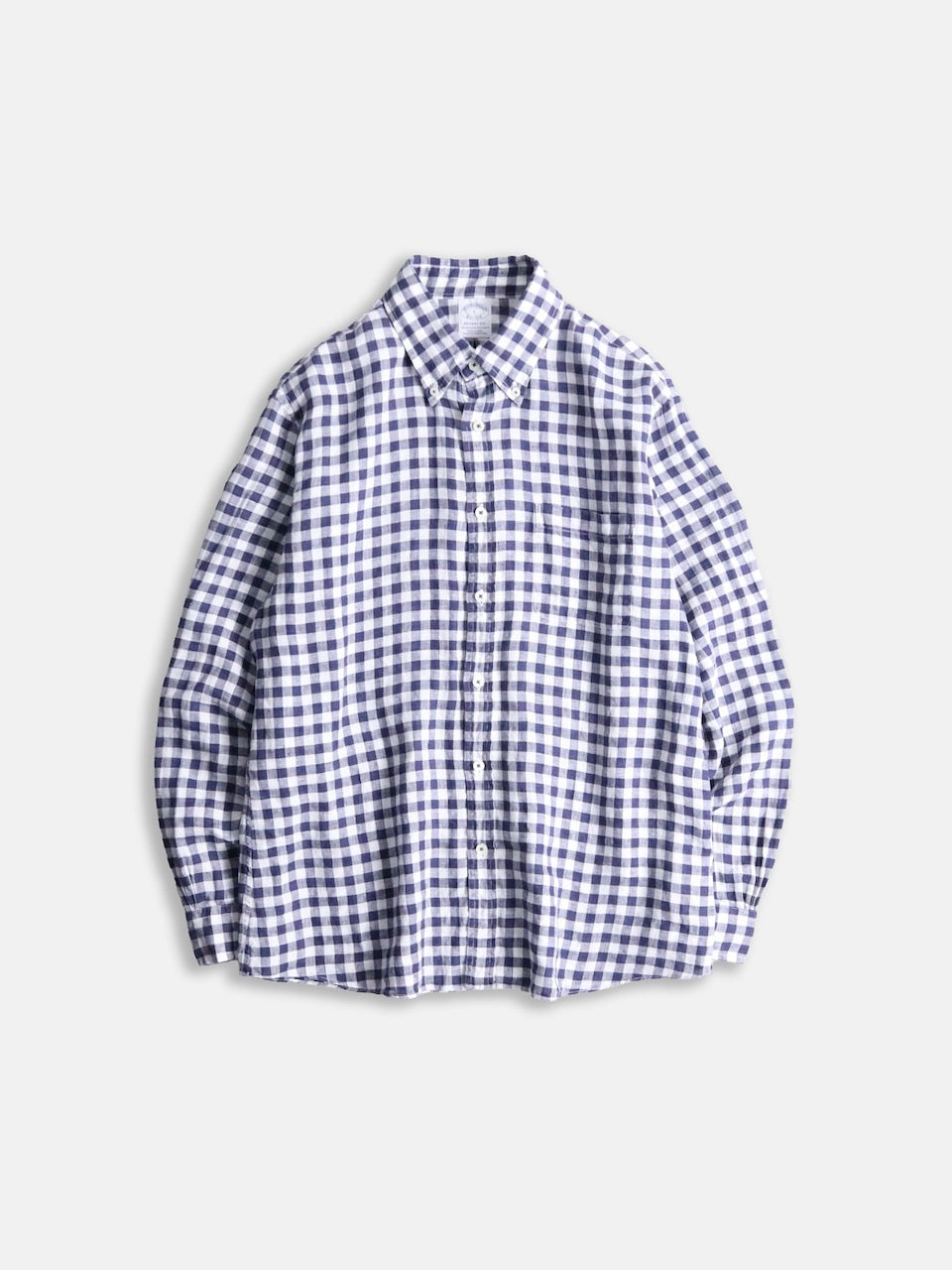 Brooks Brothers linen check shirt blue-white