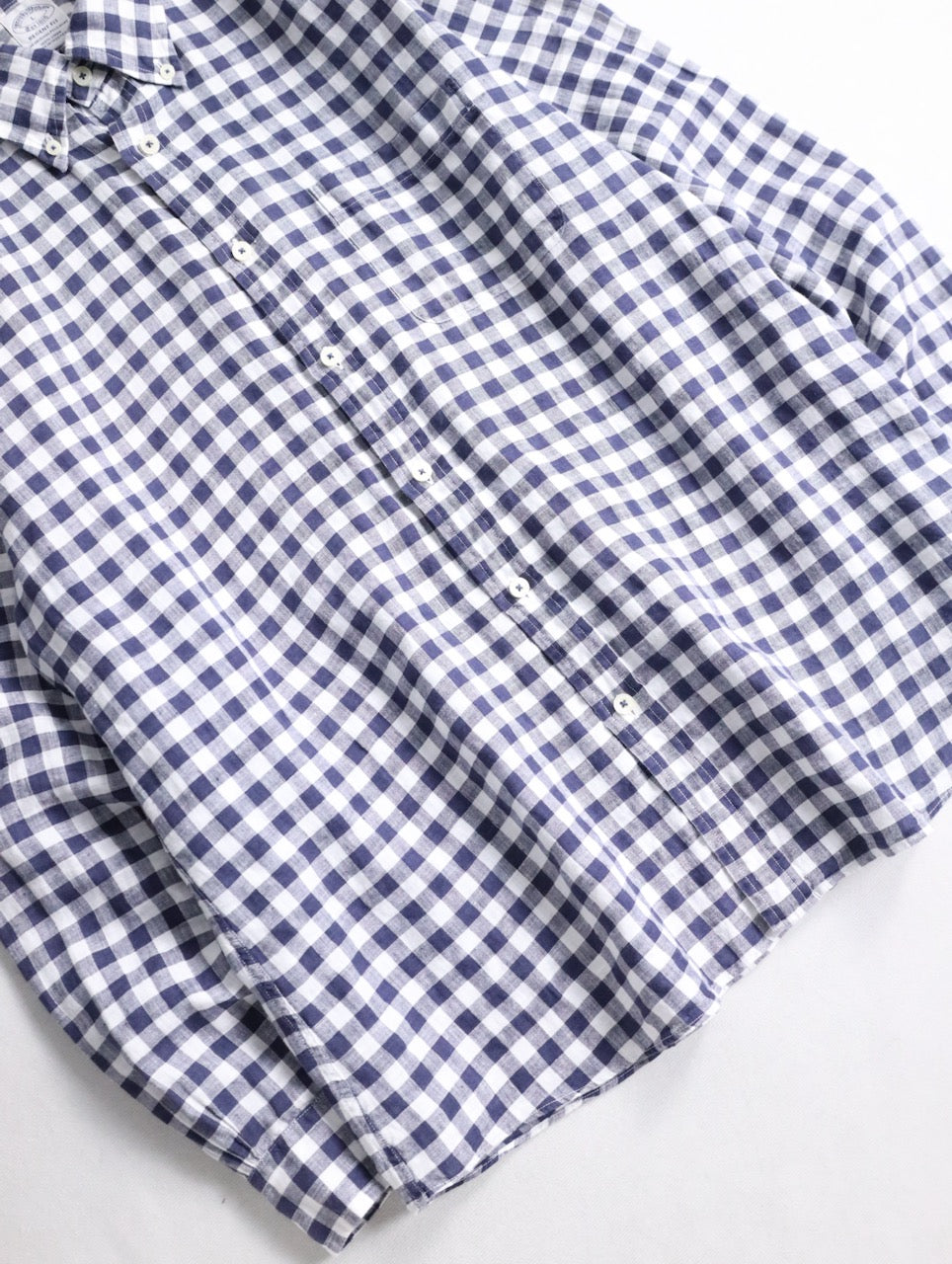 Brooks Brothers linen check shirt blue-white