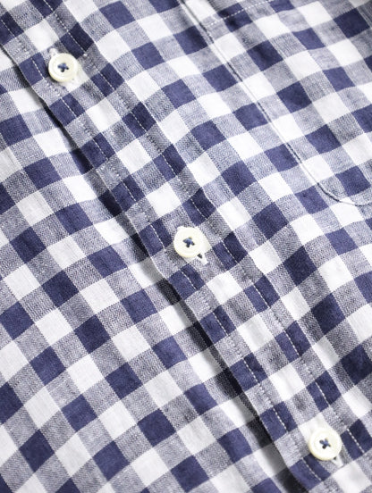 Brooks Brothers linen check shirt blue-white
