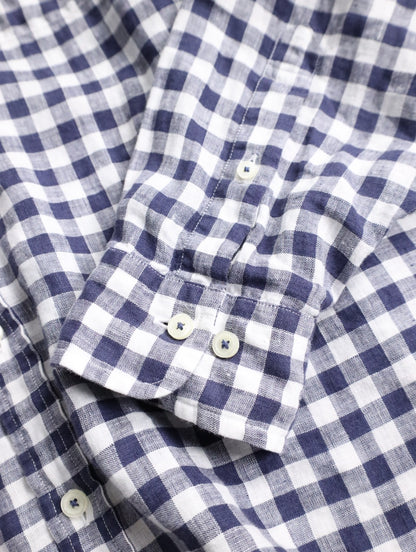 Brooks Brothers linen check shirt blue-white