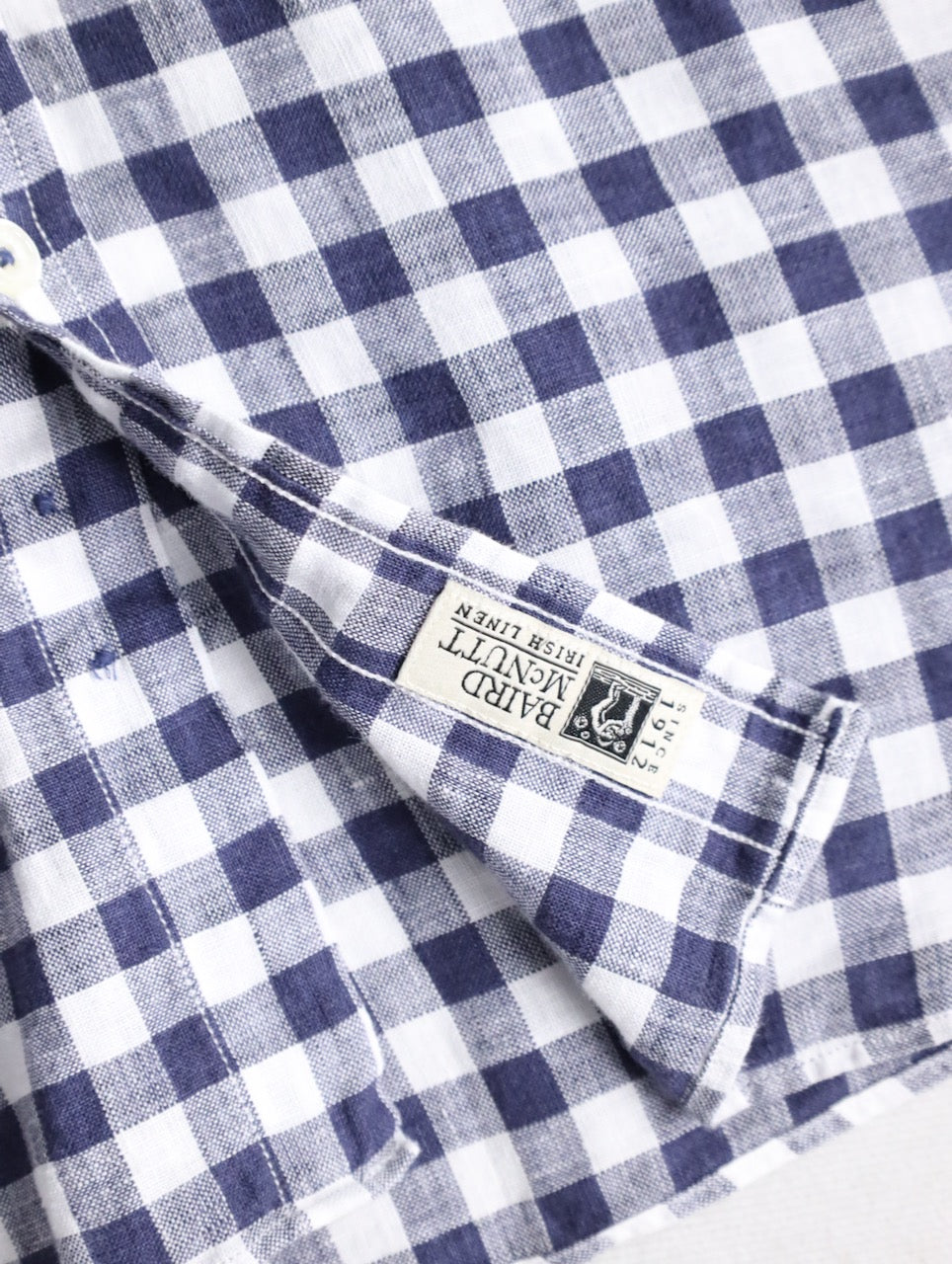 Brooks Brothers linen check shirt blue-white