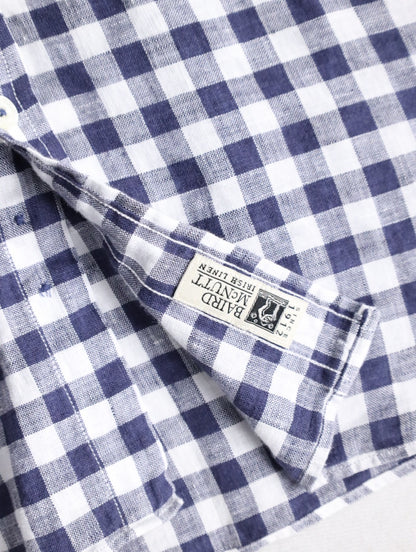 Brooks Brothers linen check shirt blue-white