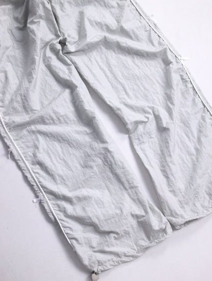 ribbon design wrinkle nylon easy pants lightgray-white