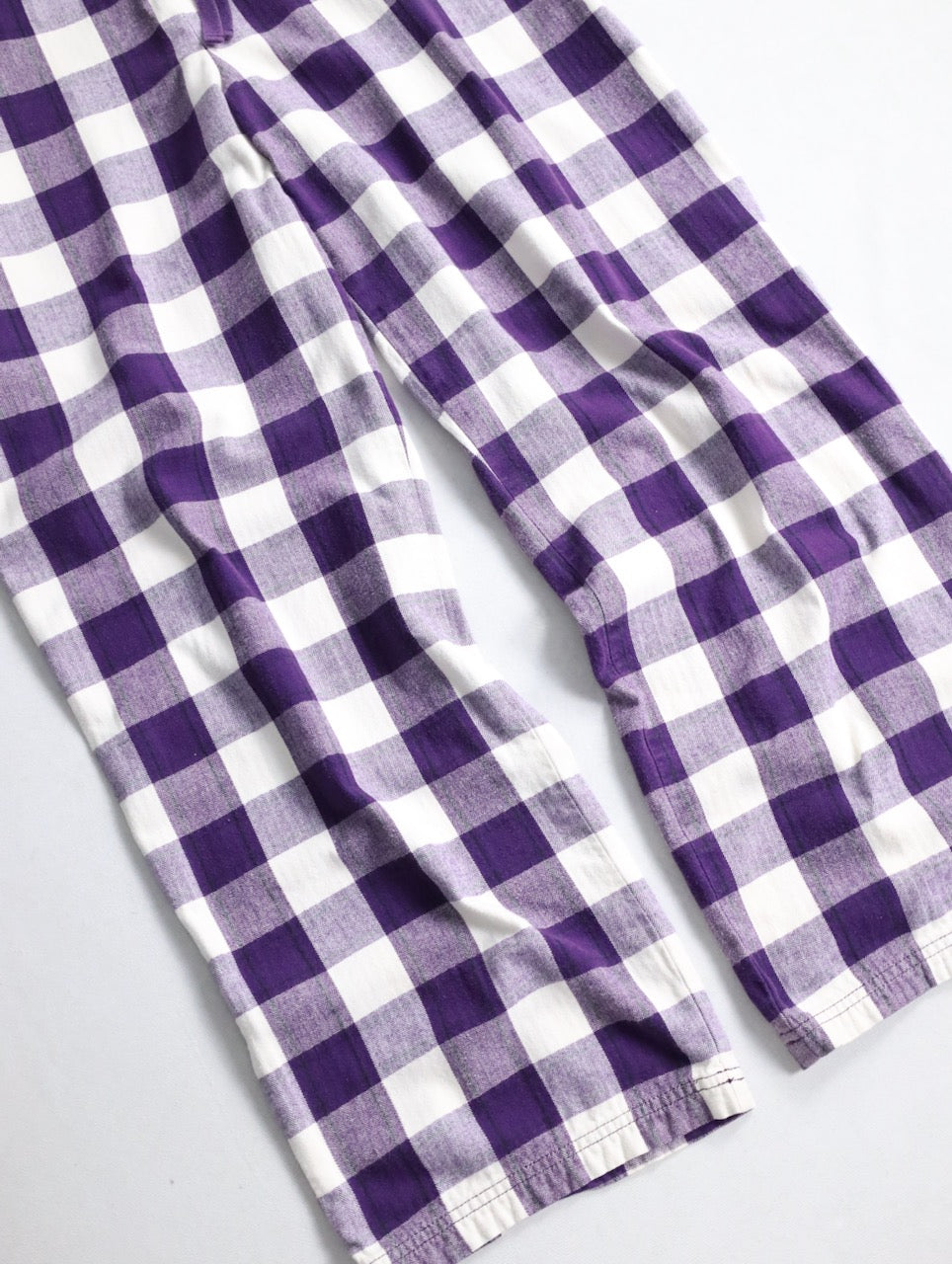herringbone & check cotton easy pants purple-white