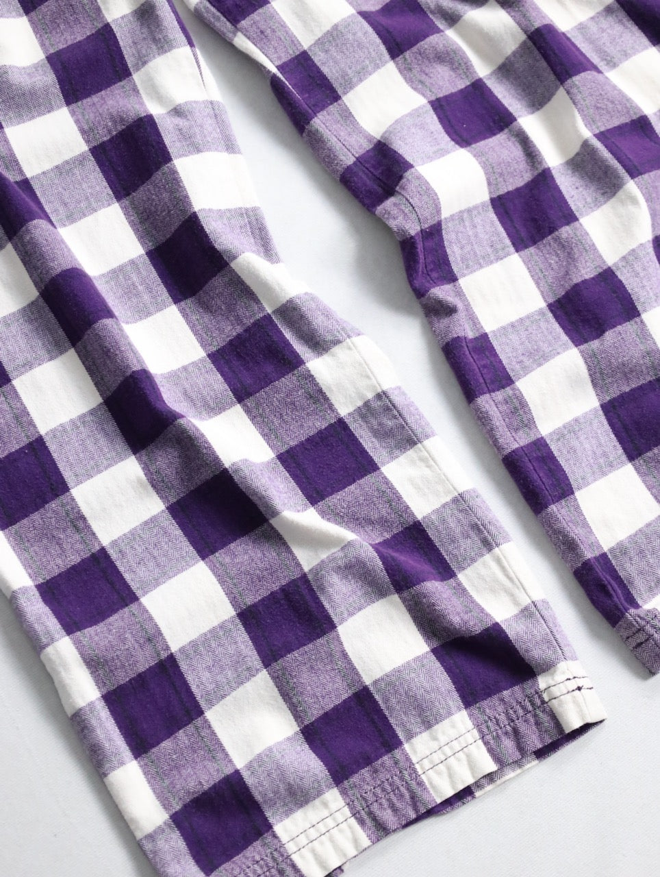 herringbone & check cotton easy pants purple-white