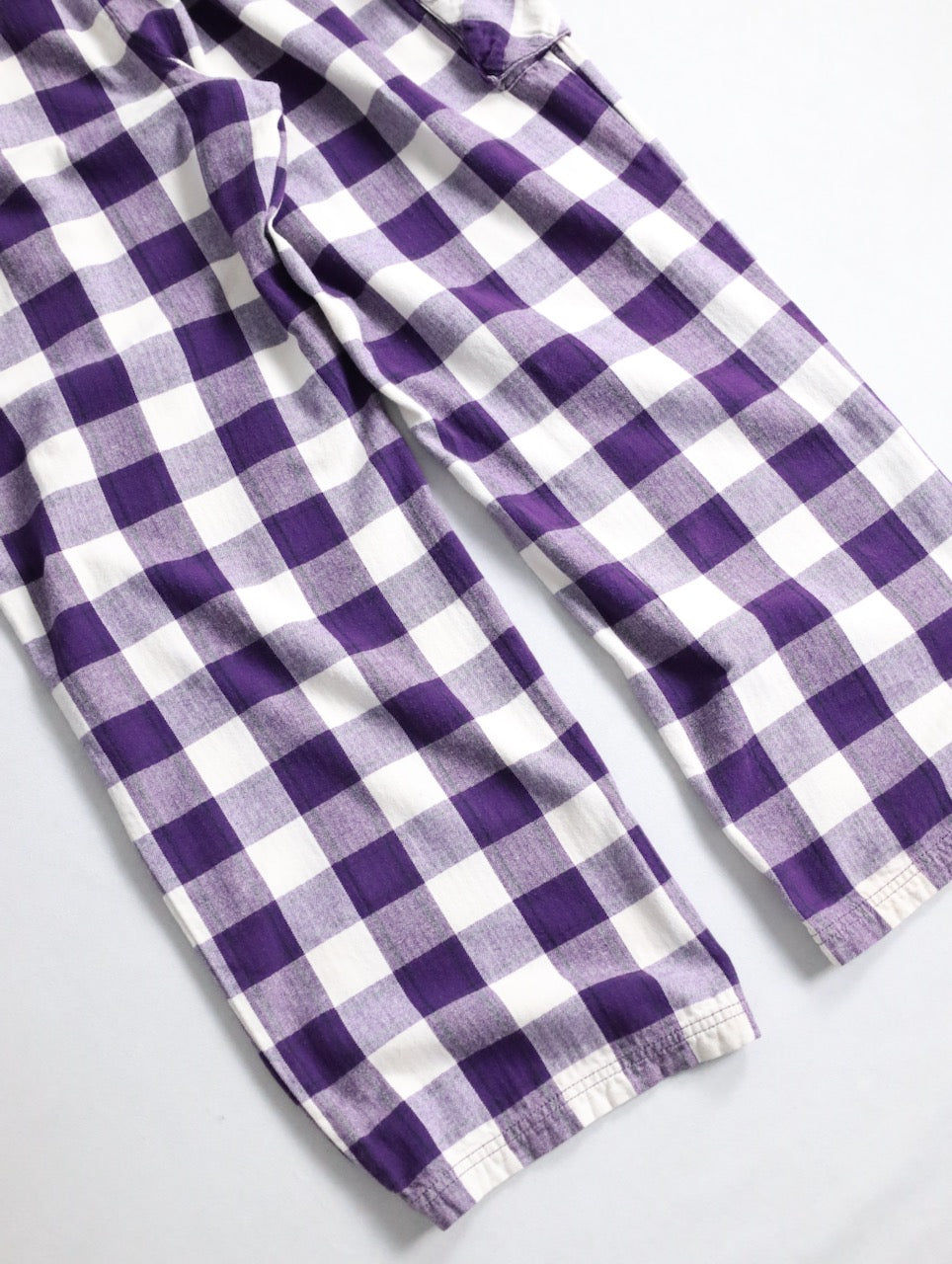 herringbone & check cotton easy pants purple-white