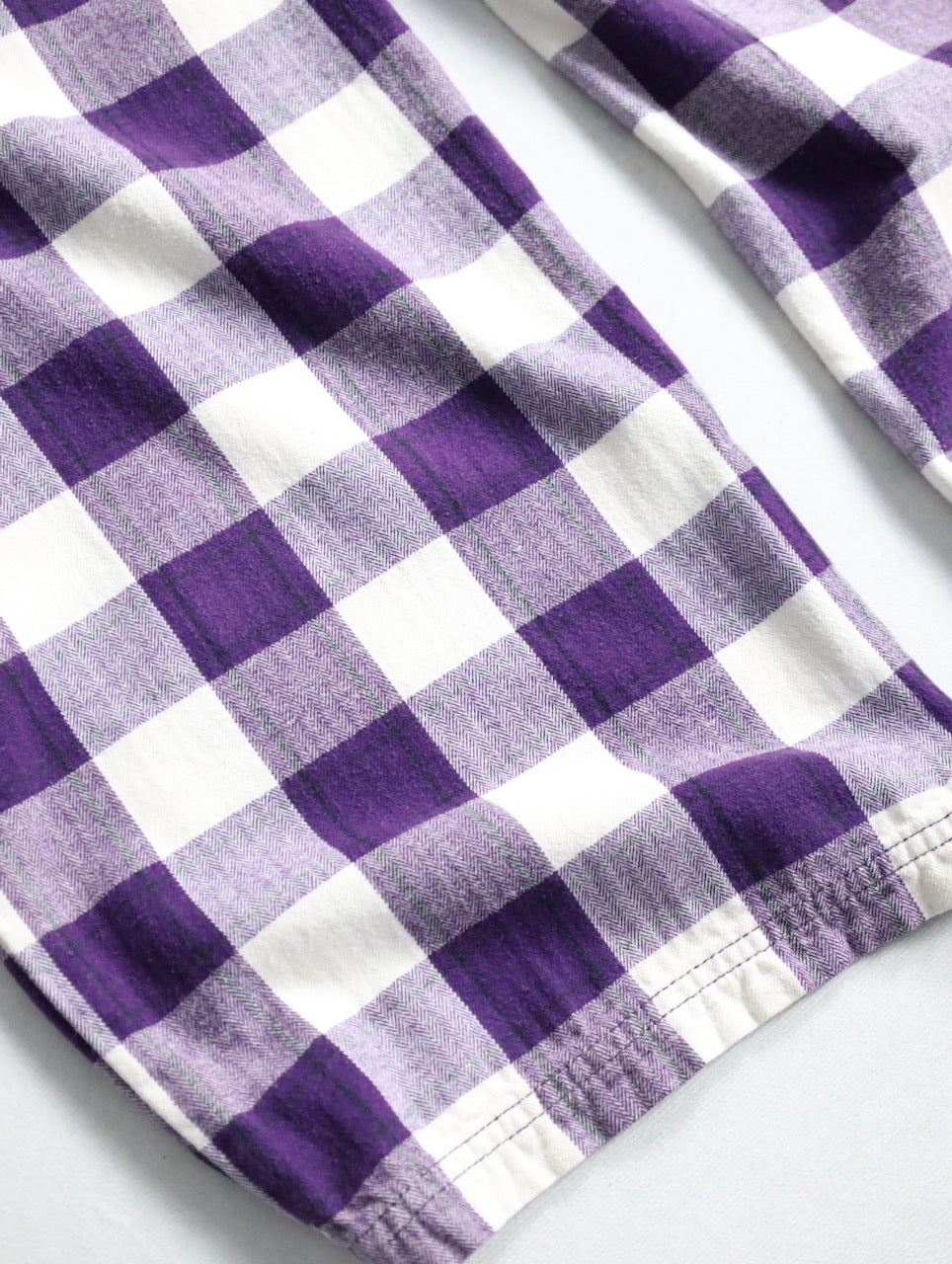 herringbone & check cotton easy pants purple-white