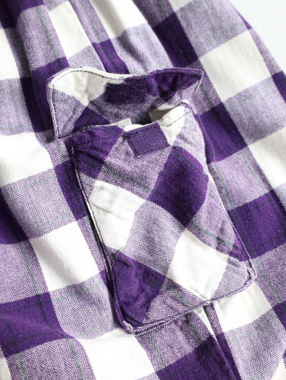 herringbone & check cotton easy pants purple-white