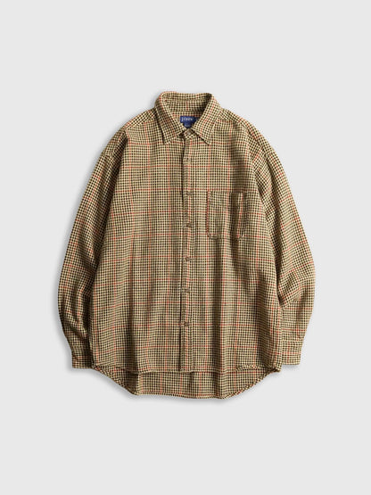 J.CREW houndtooht & check cotton shirt beige-black-red