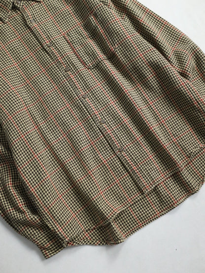 J.CREW houndtooht & check cotton shirt beige-black-red