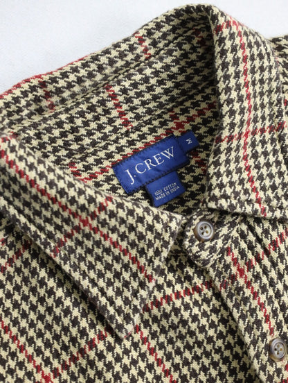 J.CREW houndtooht & check cotton shirt beige-black-red