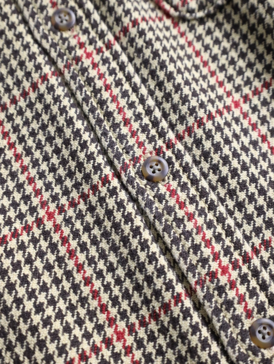 J.CREW houndtooht & check cotton shirt beige-black-red