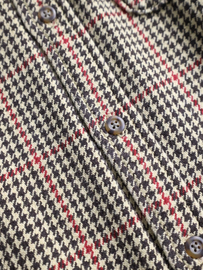J.CREW houndtooht & check cotton shirt beige-black-red