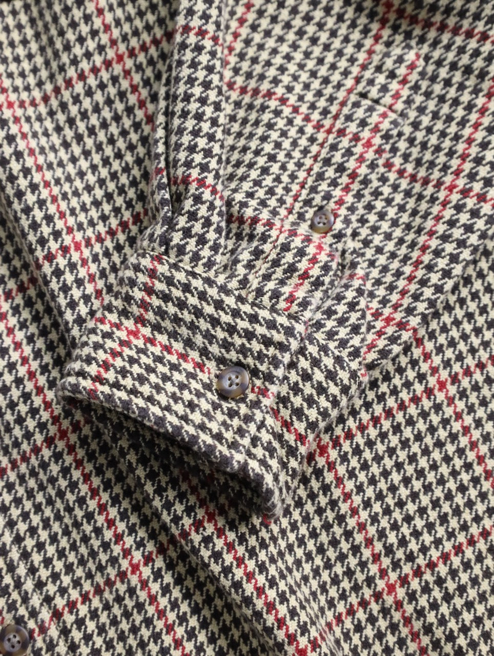 J.CREW houndtooht & check cotton shirt beige-black-red