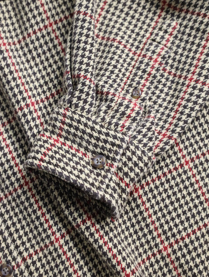 J.CREW houndtooht & check cotton shirt beige-black-red