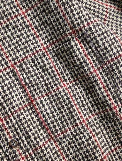 J.CREW houndtooht & check cotton shirt beige-black-red