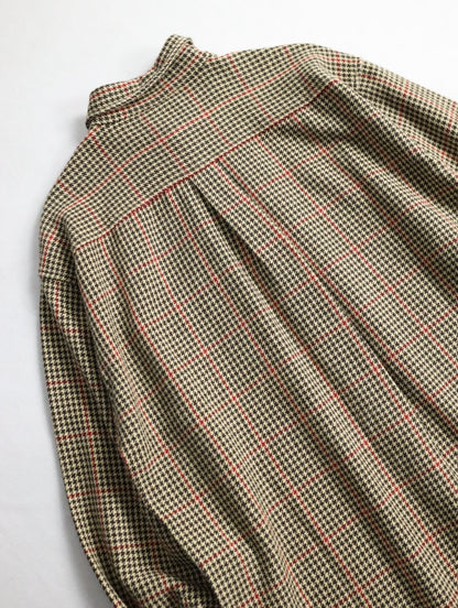 J.CREW houndtooht & check cotton shirt beige-black-red