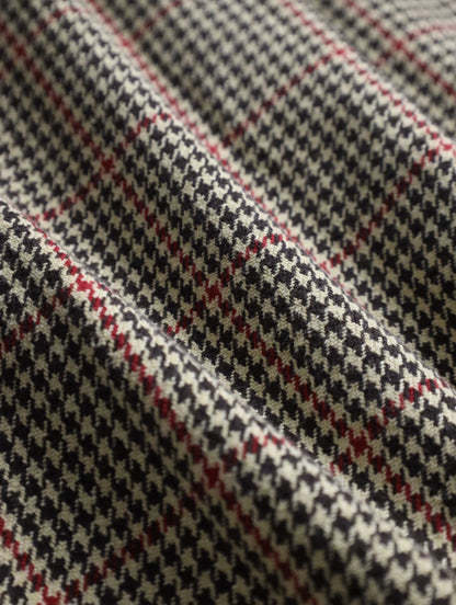 J.CREW houndtooht & check cotton shirt beige-black-red