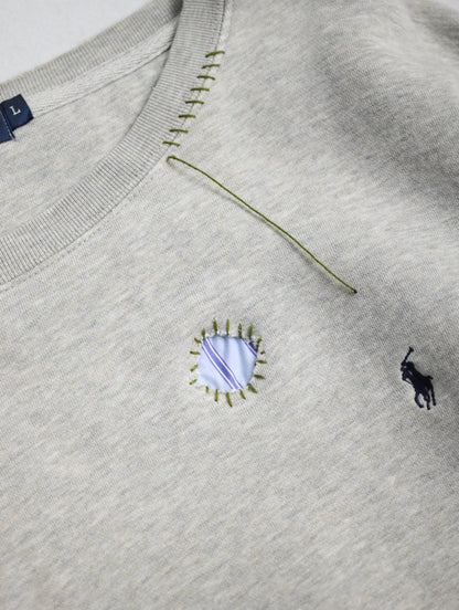 90s Ralph Lauren custom sweashirt NORTHERN MARIANA ISLANDS lightgray