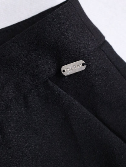 three quarter length notuck slacks black