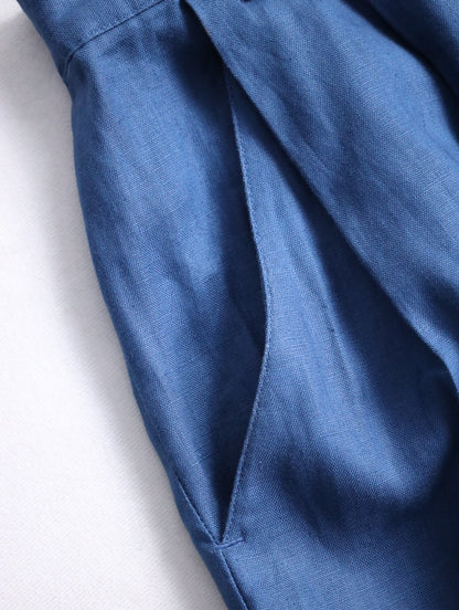 2tuck linen shots navy