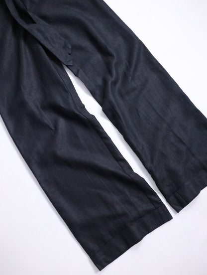linen cotton beltted wide pants usa black