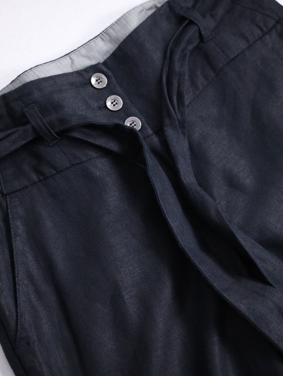 linen cotton beltted wide pants usa black