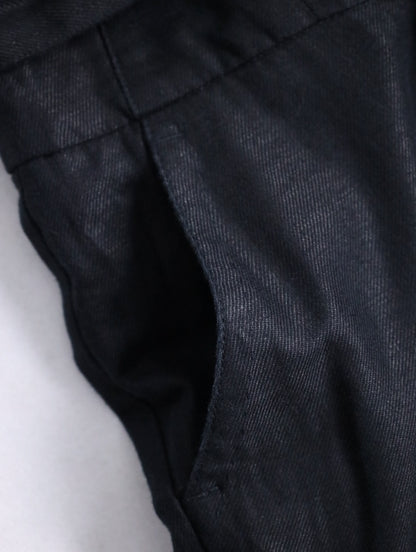 linen cotton beltted wide pants usa black