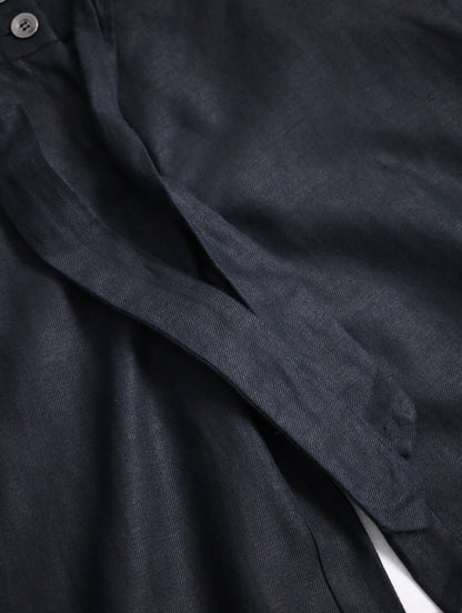 linen cotton beltted wide pants usa black