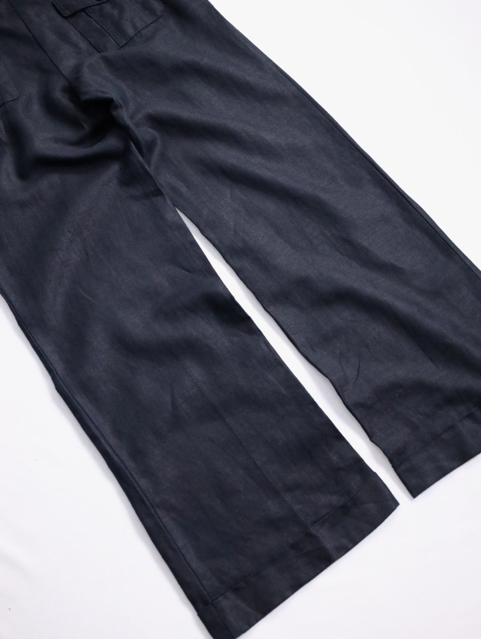 linen cotton beltted wide pants usa black