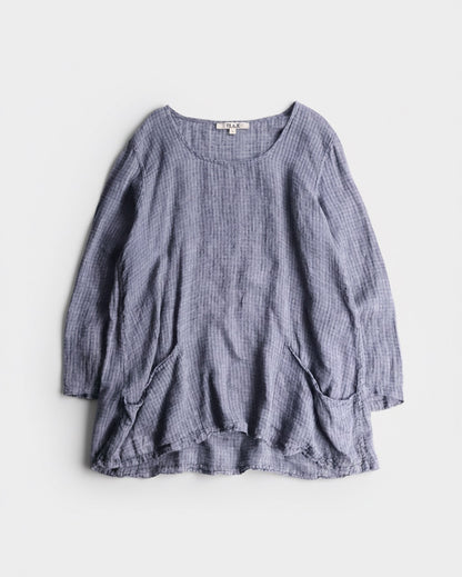 FLAX linen L/S cutsew darkgray