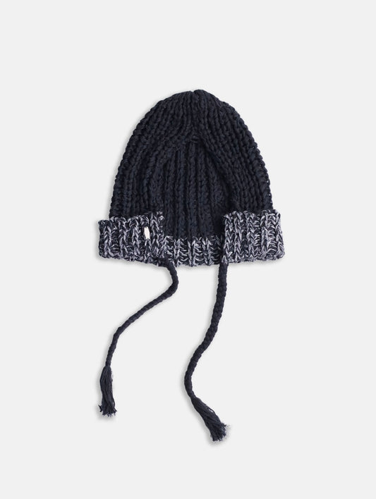 2tone knit cap black-white