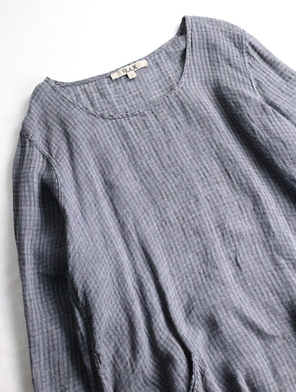 FLAX linen L/S cutsew darkgray