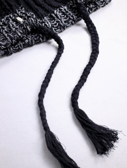 2tone knit cap black-white