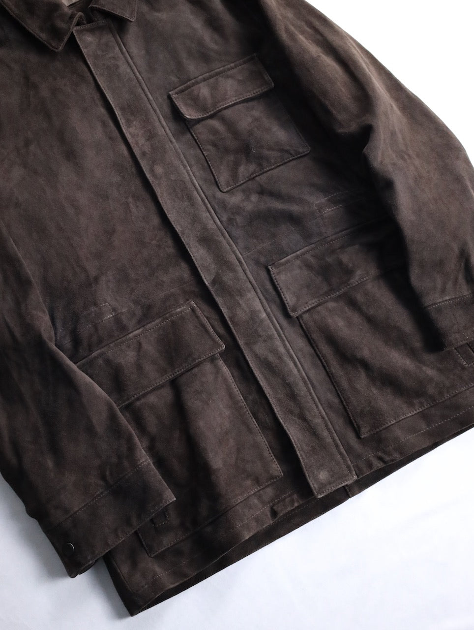 suede leather half jacket brown