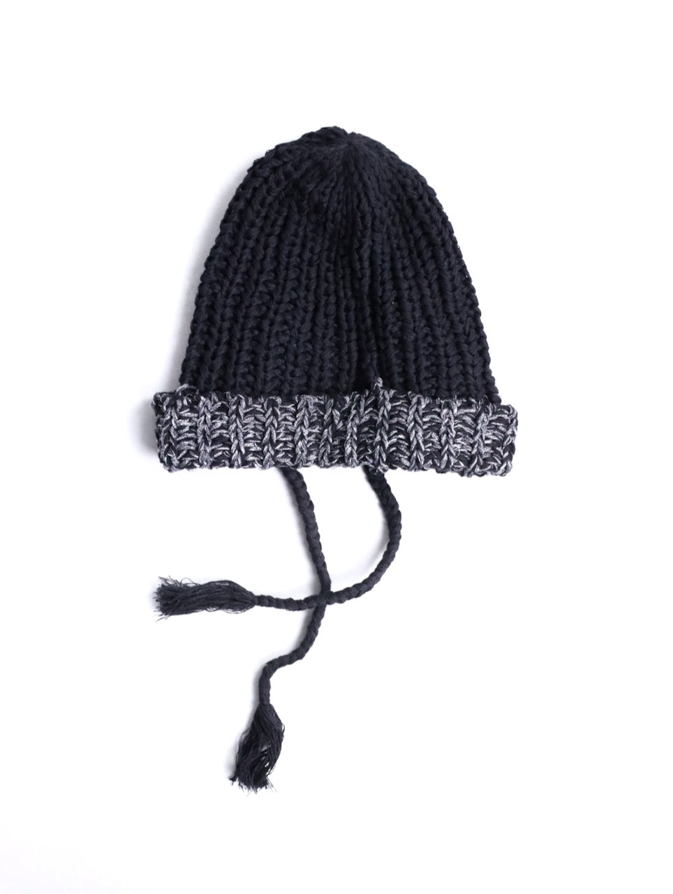 2tone knit cap black-white