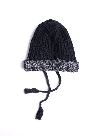 2tone knit cap black-white