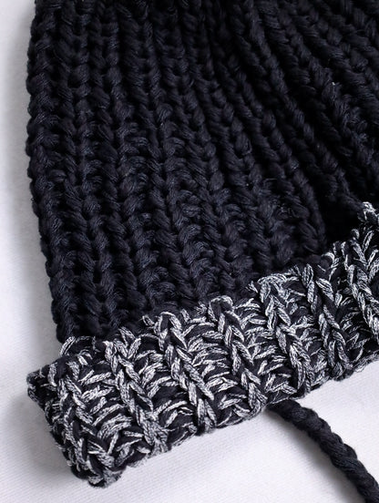 2tone knit cap black-white