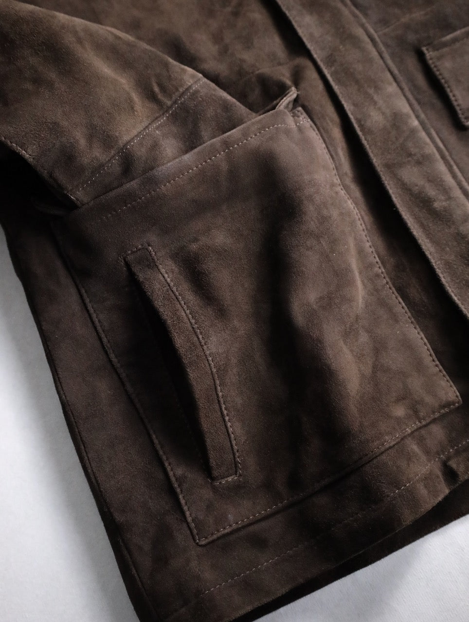 suede leather half jacket brown