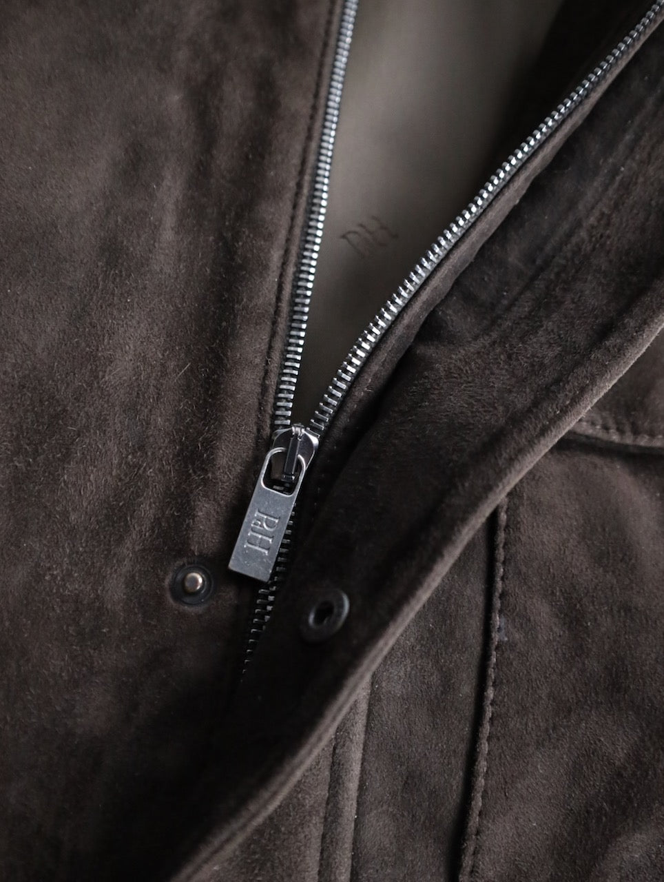 suede leather half jacket brown