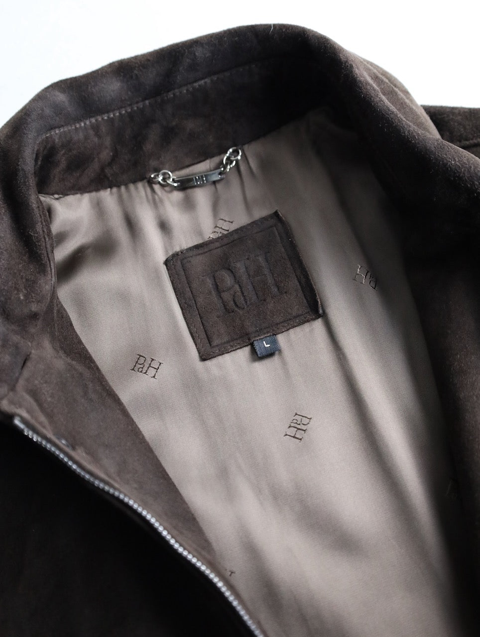 suede leather half jacket brown