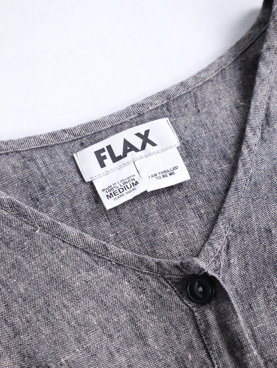 FLAX linen nocollar shirt gray