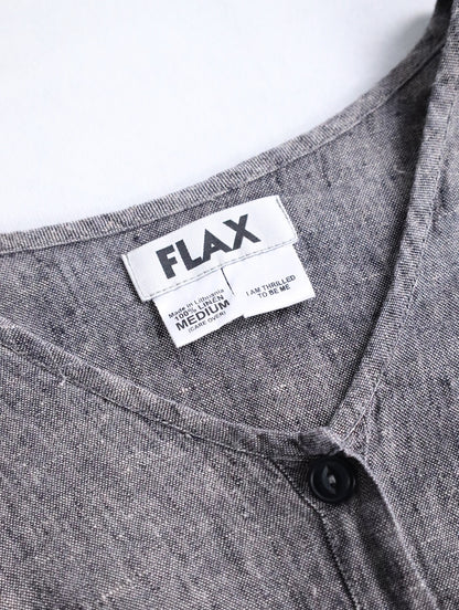 FLAX linen nocollar shirt gray